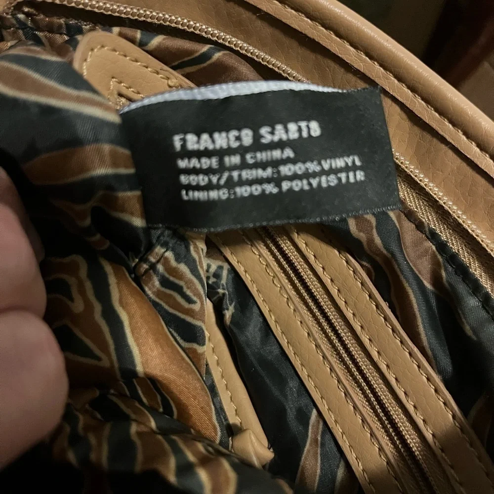 Franco Sarto, Nylon, Tan Crossbody/Shoulder Bag. Button Accent on each side